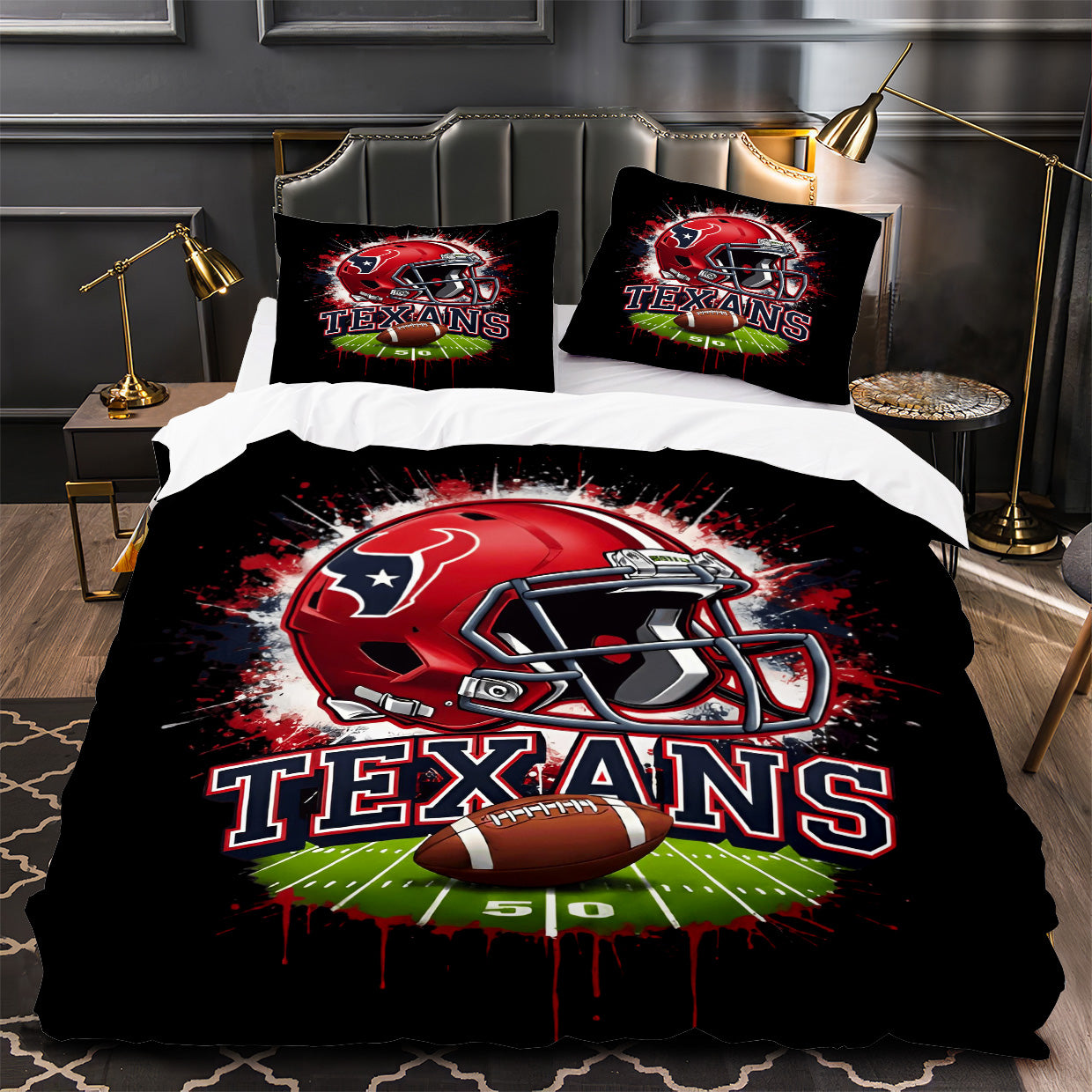 Houston Texans Football Duvet Cover Quilt Case Pillowcase Bedding Set Without Filler