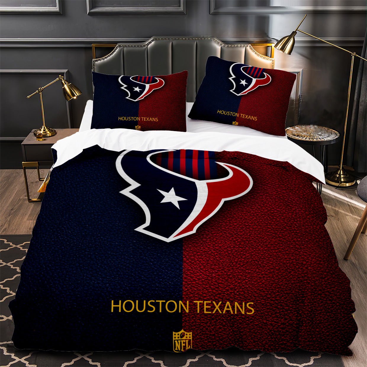 Houston Texans Football Duvet Cover Quilt Case Pillowcase Bedding Set Without Filler
