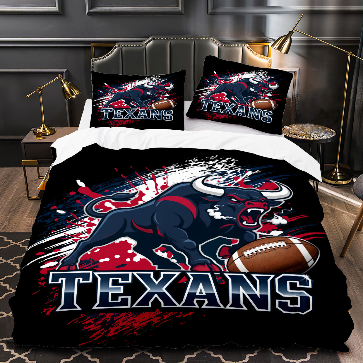 Houston Texans Football Duvet Cover Quilt Case Pillowcase Bedding Set Without Filler