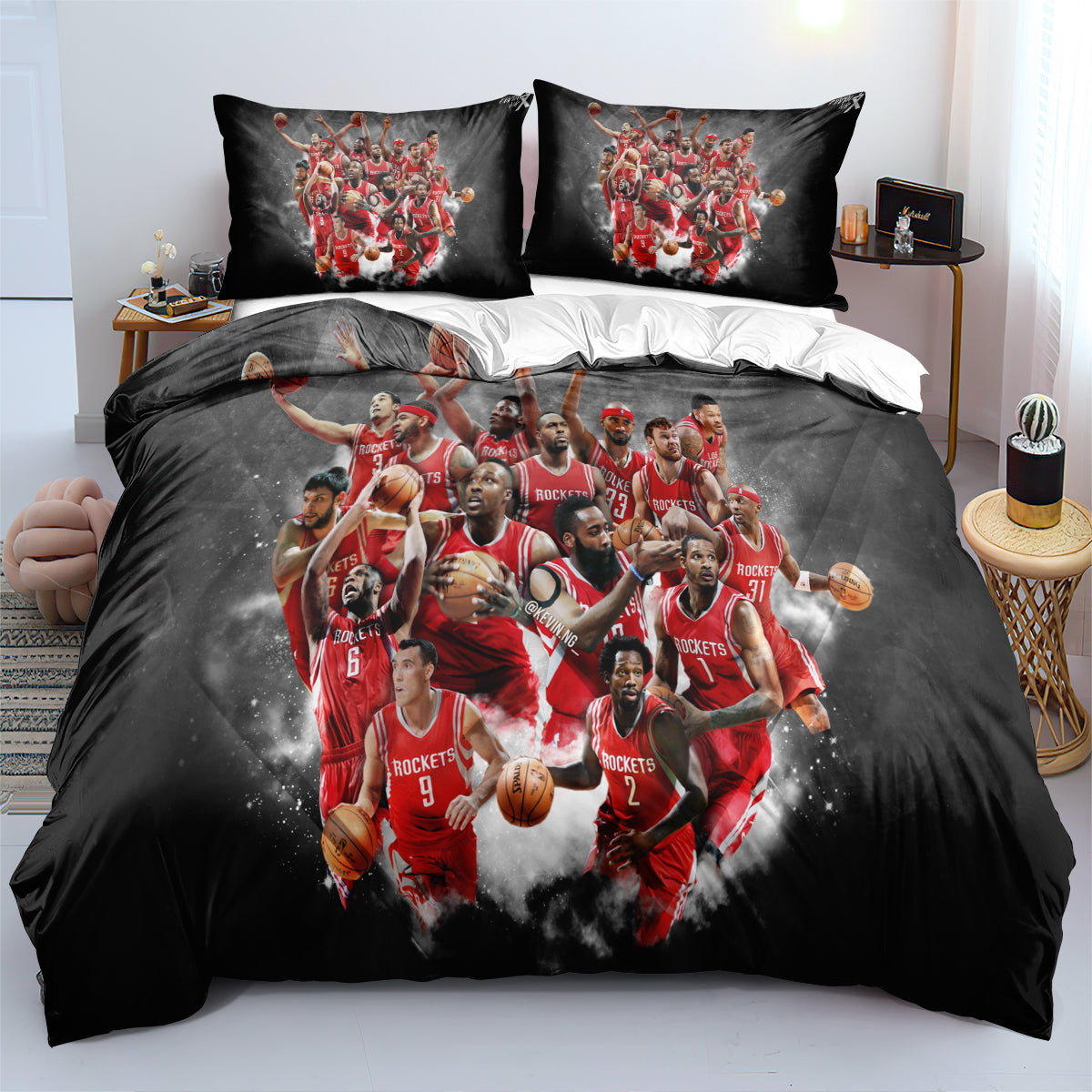 Houston Basketball Rockets Bedding Set Quilt Cover Without Filler