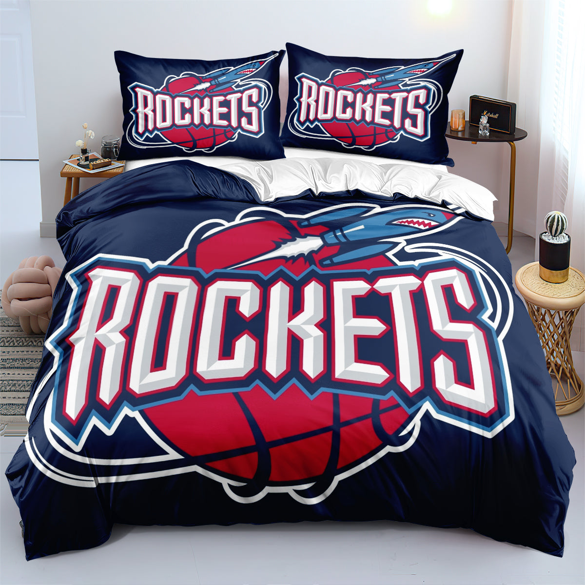 Houston Basketball Rockets Bedding Set Quilt Cover Without Filler