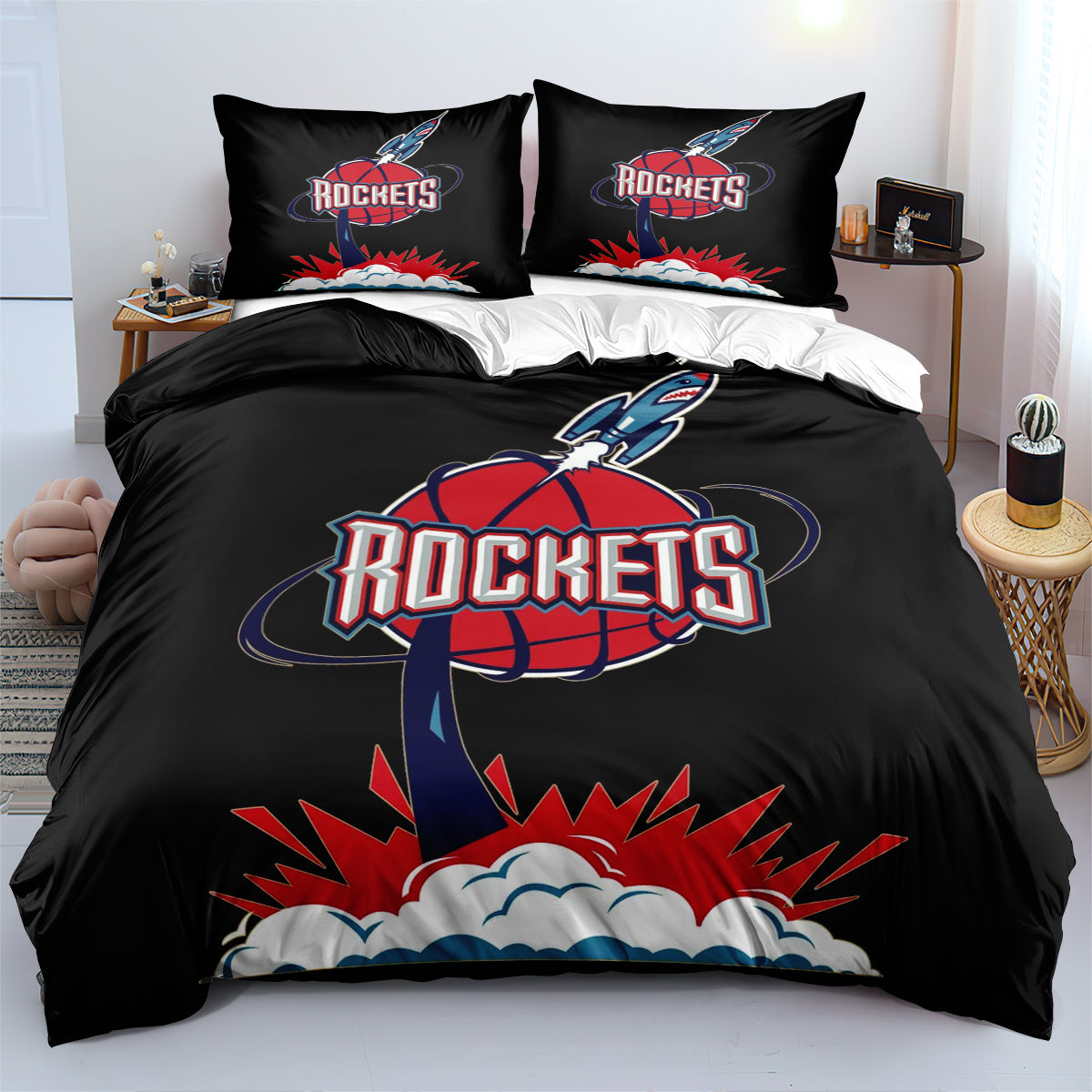 Houston Basketball Rockets Bedding Set Quilt Cover Without Filler