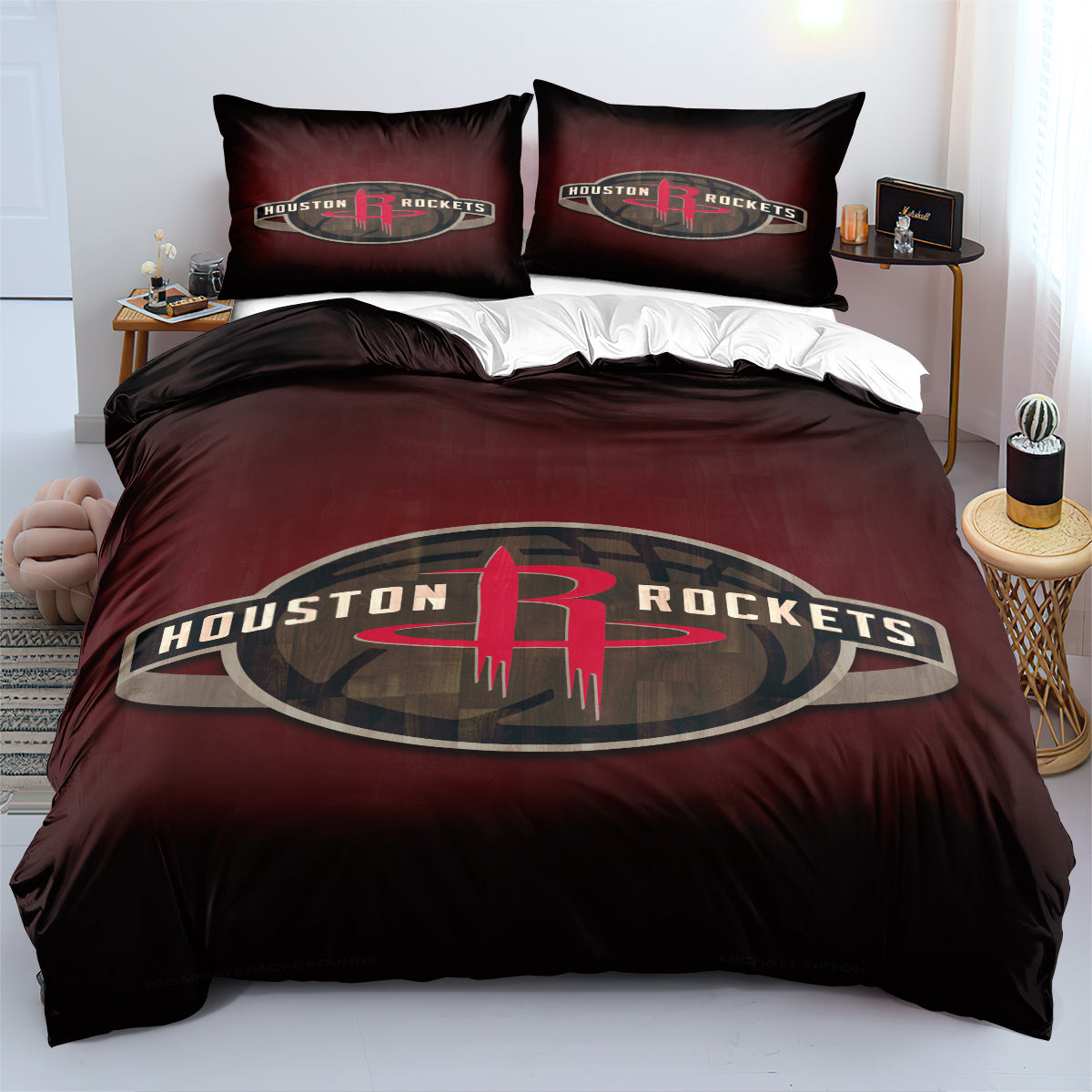 Houston Basketball Rockets Bedding Set Quilt Cover Without Filler