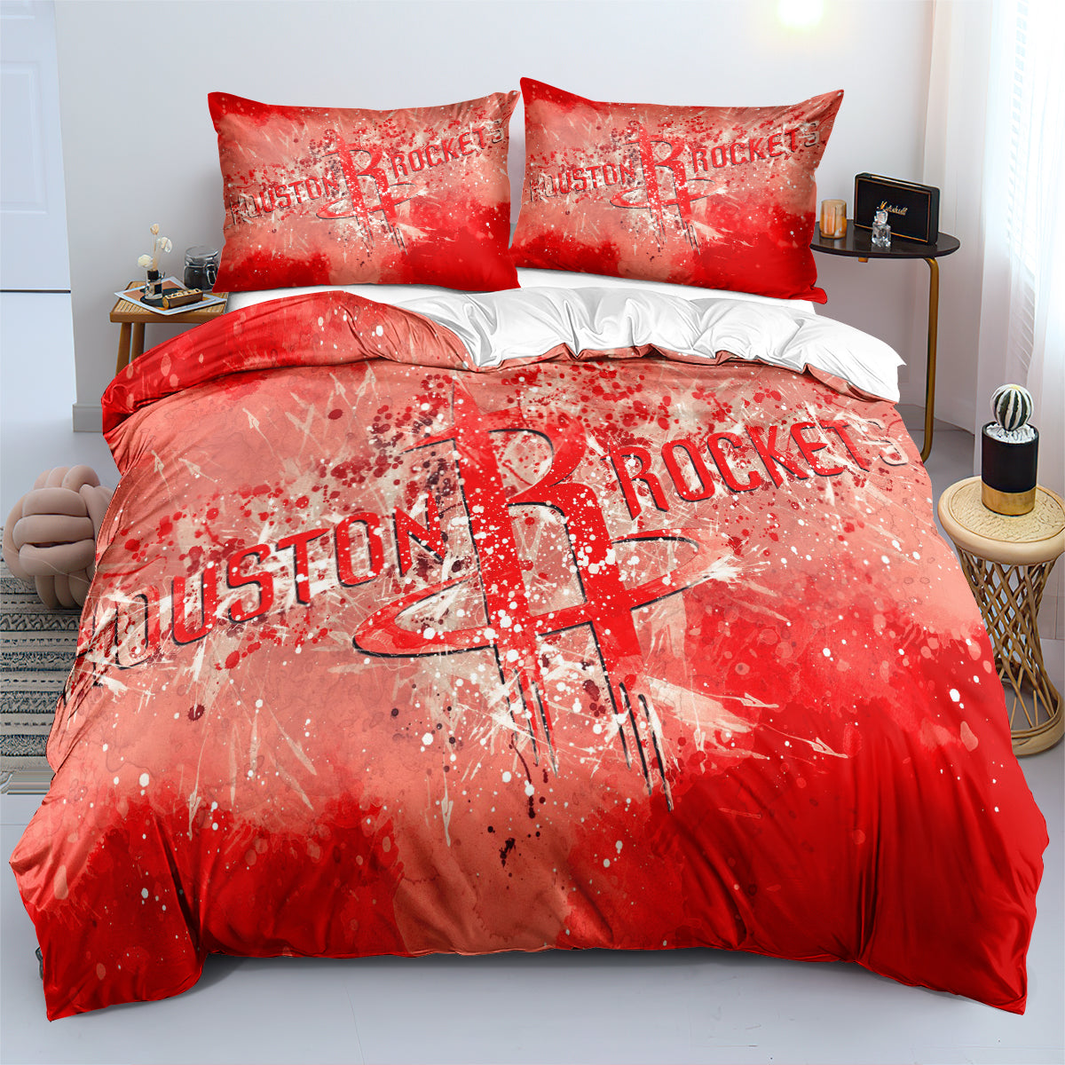 Houston Basketball Rockets Bedding Set Quilt Cover Without Filler