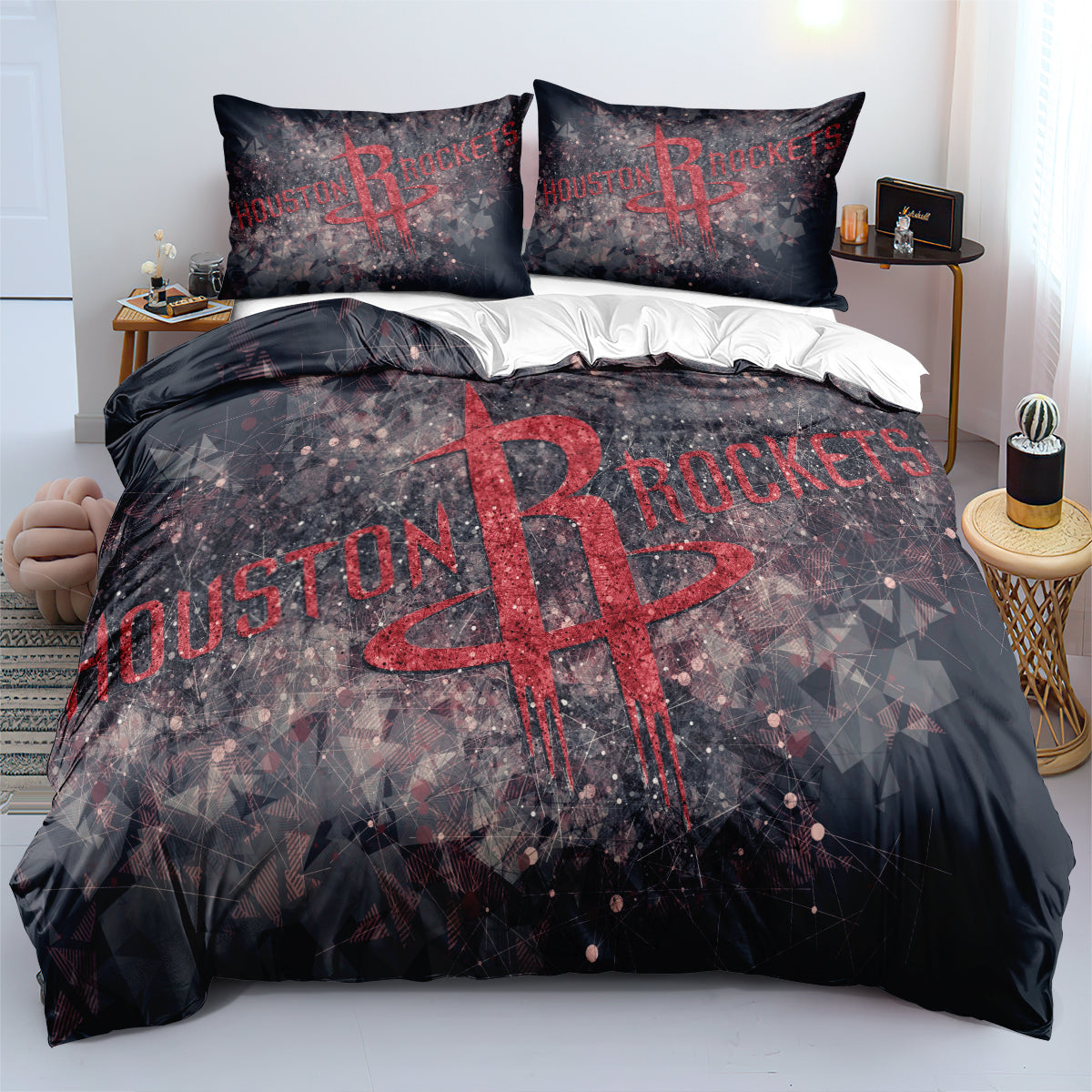 Houston Basketball Rockets Bedding Set Quilt Cover Without Filler