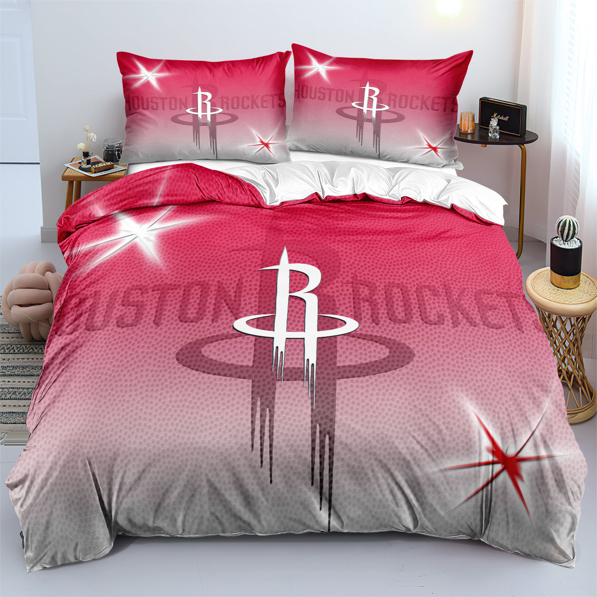 Houston Basketball Rockets Bedding Set Quilt Cover Without Filler