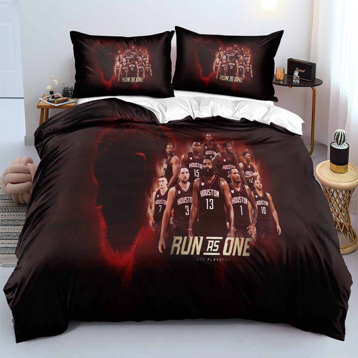 Houston Basketball Rockets Bedding Set Quilt Cover Without Filler