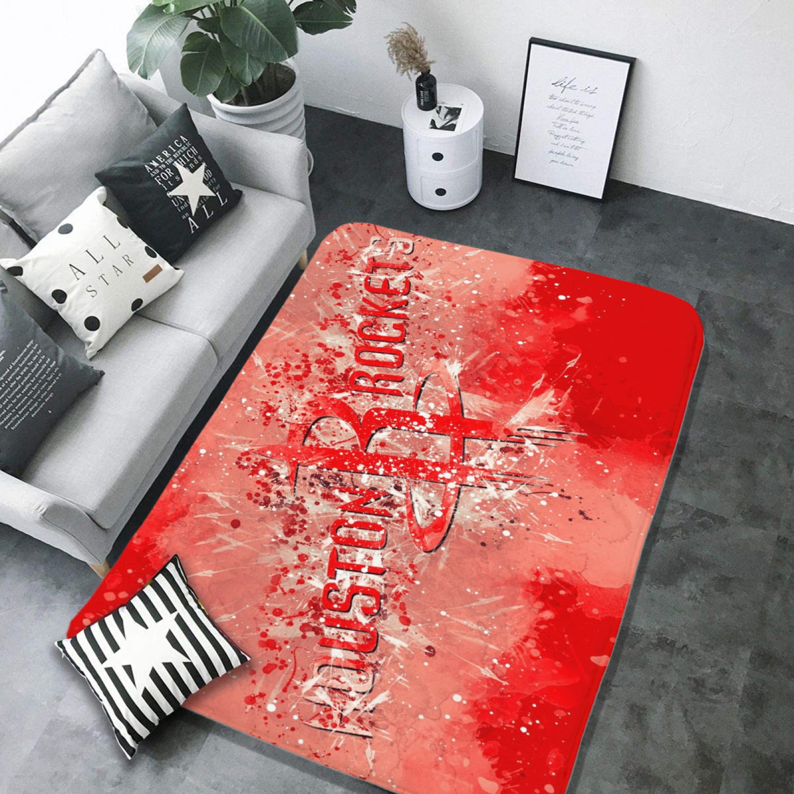 Houston Basketball Rockets Carpet Living Room Bedroom Mats Kitchen Bathroom Rugs