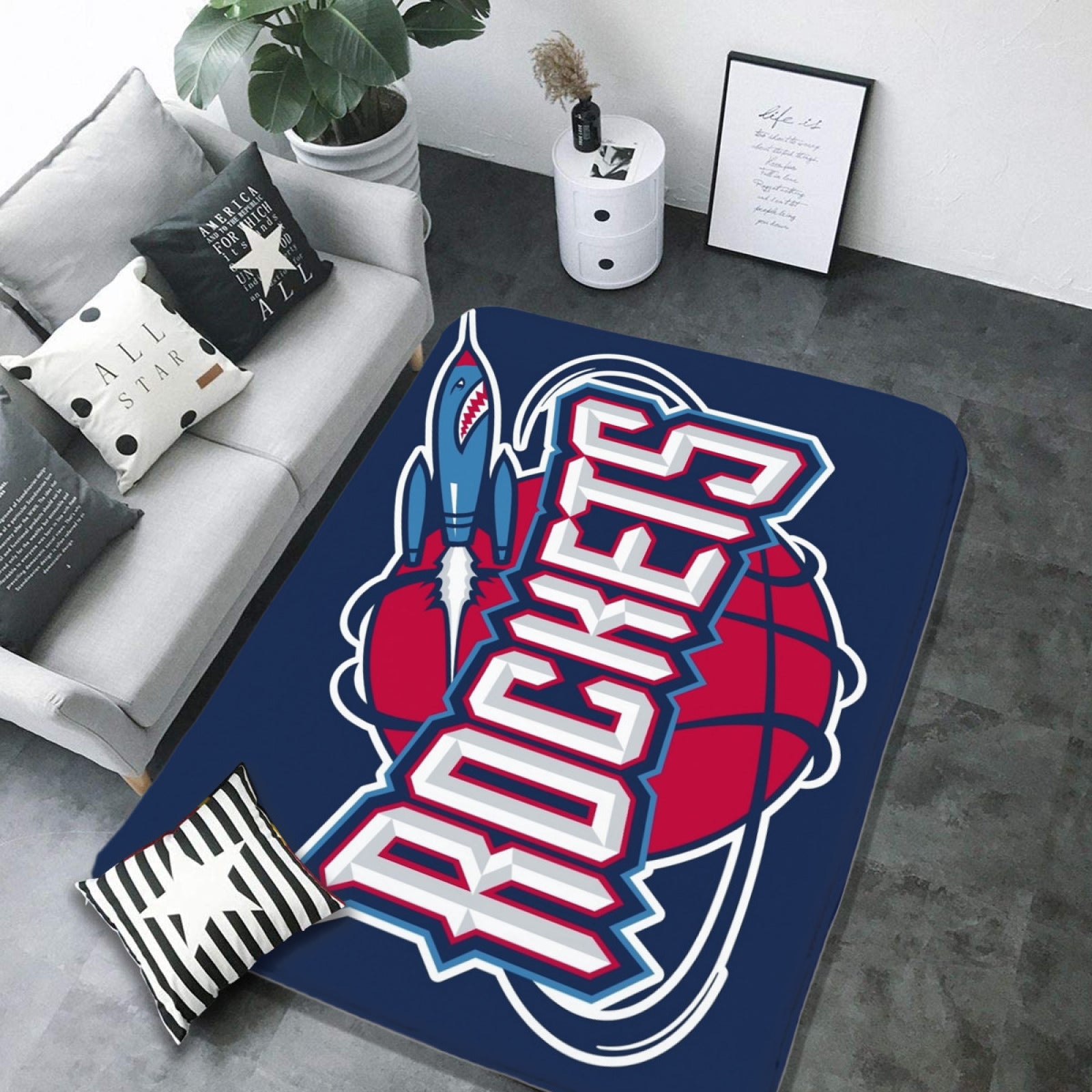 Houston Basketball Rockets Carpet Living Room Bedroom Mats Kitchen Bathroom Rugs