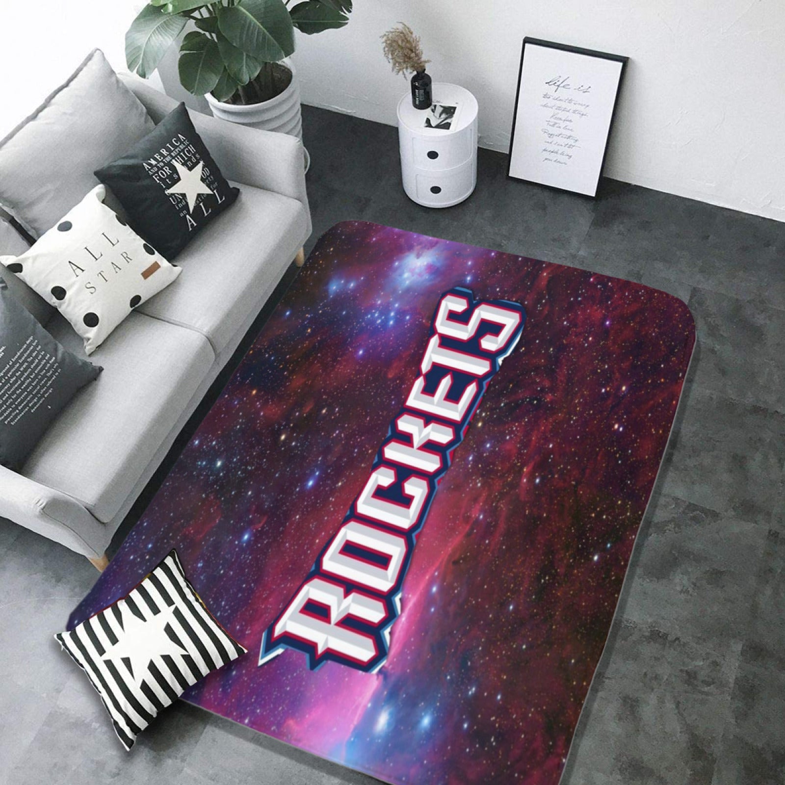 Houston Basketball Rockets Carpet Living Room Bedroom Mats Kitchen Bathroom Rugs