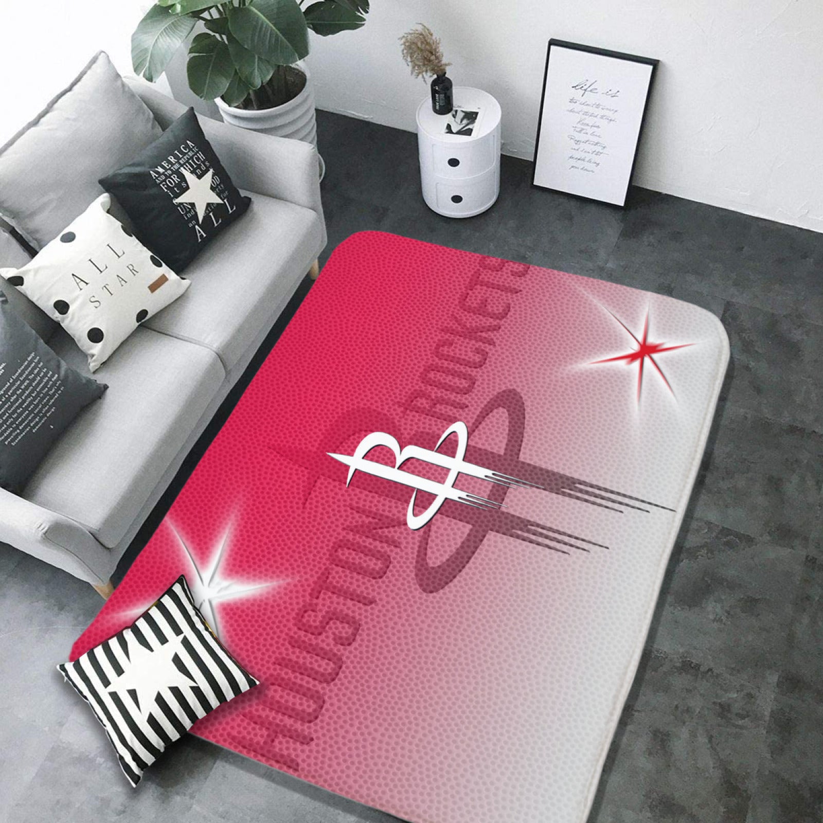 Houston Basketball Rockets Carpet Living Room Bedroom Mats Kitchen Bathroom Rugs