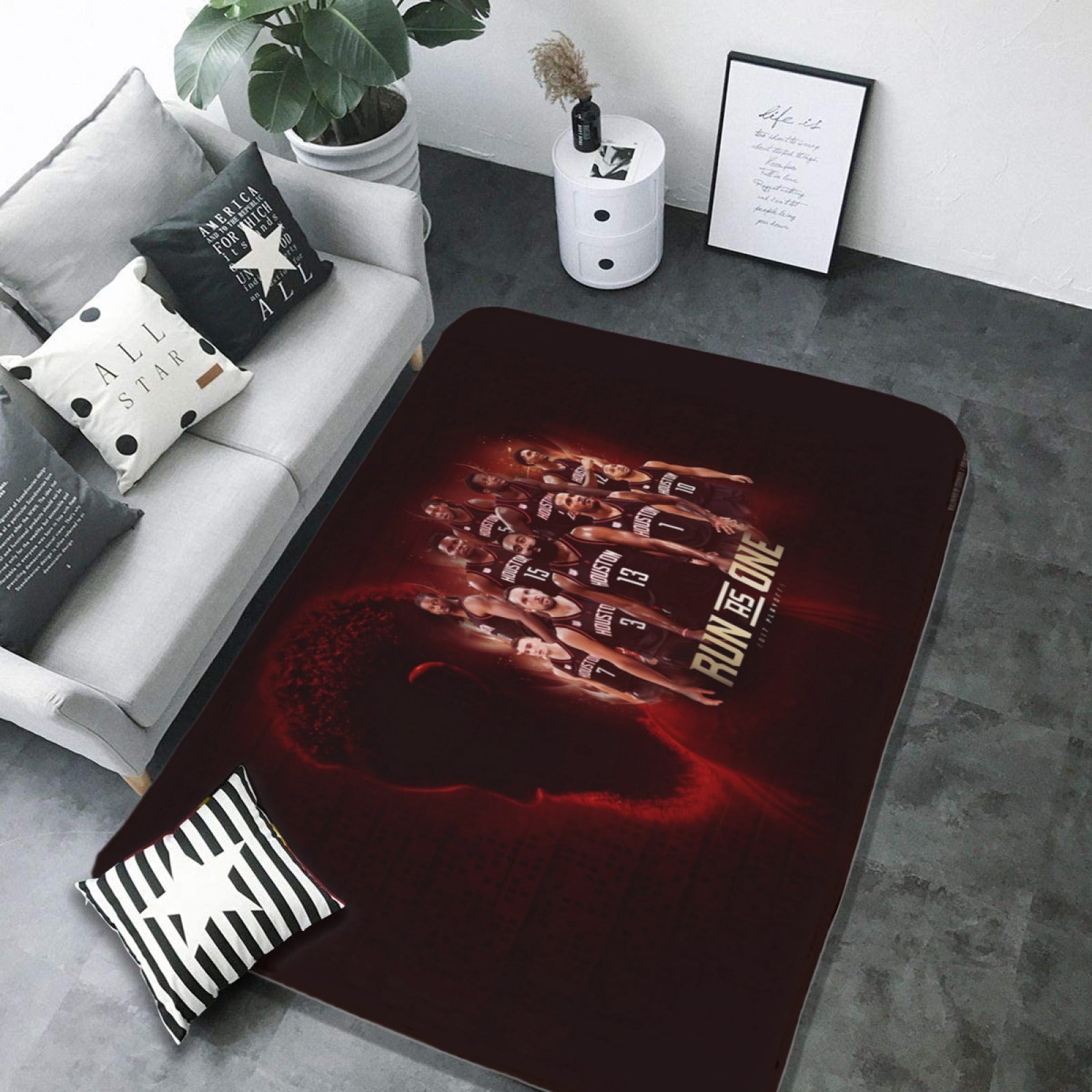 Houston Basketball Rockets Carpet Living Room Bedroom Mats Kitchen Bathroom Rugs