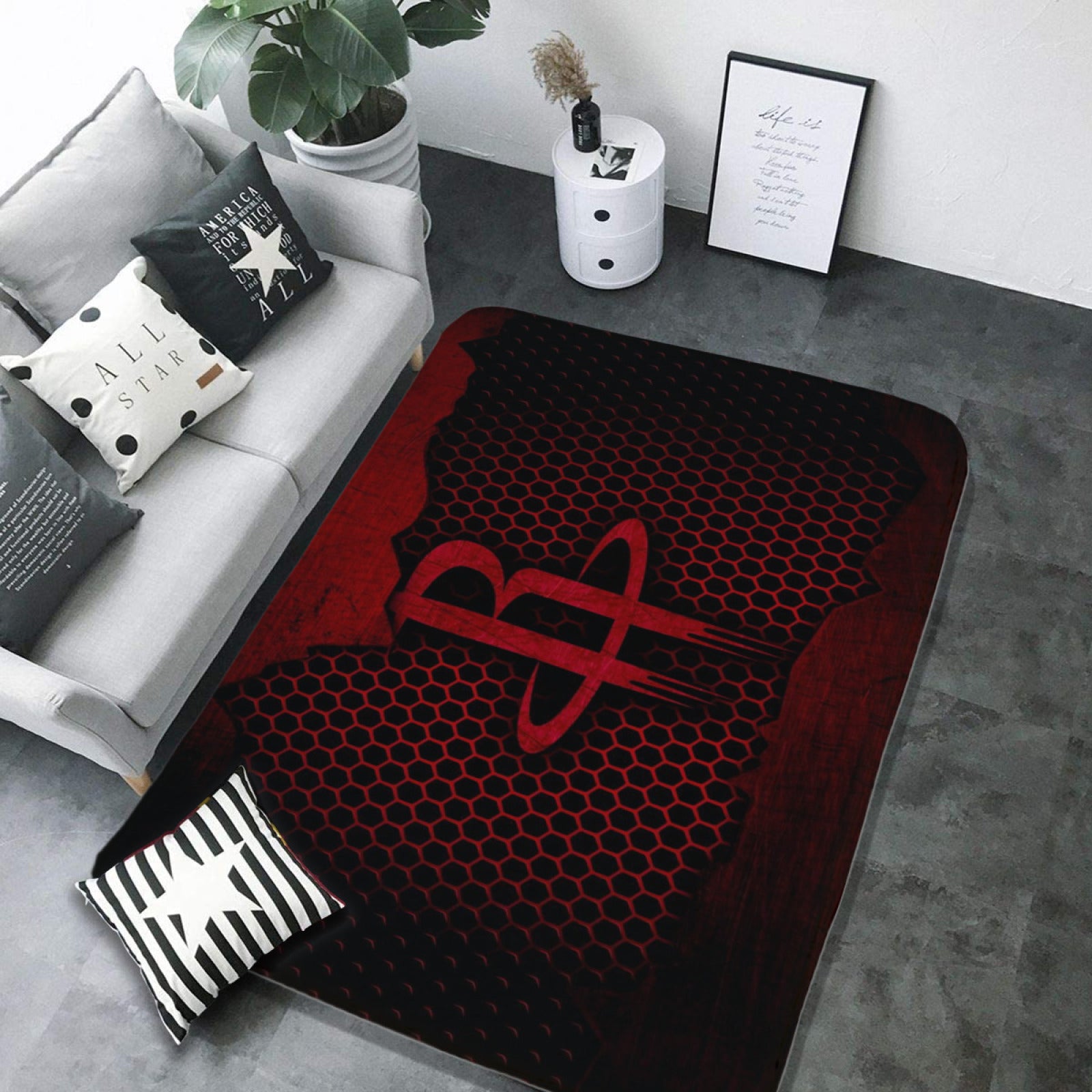 Houston Basketball Rockets Carpet Living Room Bedroom Mats Kitchen Bathroom Rugs