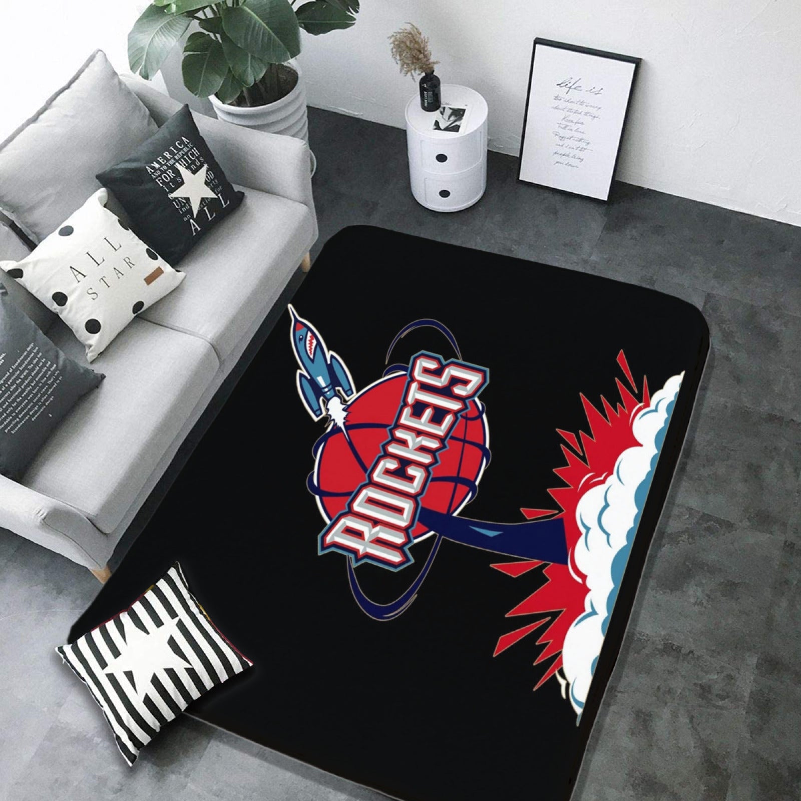 Houston Basketball Rockets Carpet Living Room Bedroom Mats Kitchen Bathroom Rugs