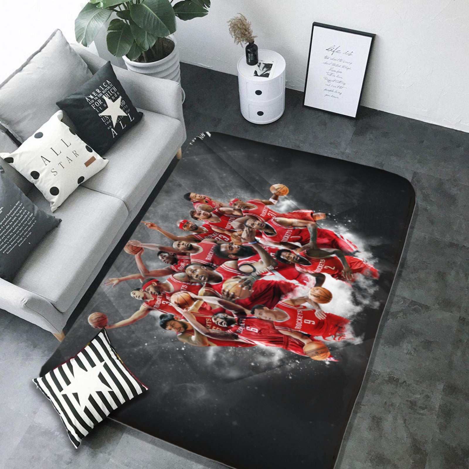 Houston Basketball Rockets Carpet Living Room Bedroom Mats Kitchen Bathroom Rugs