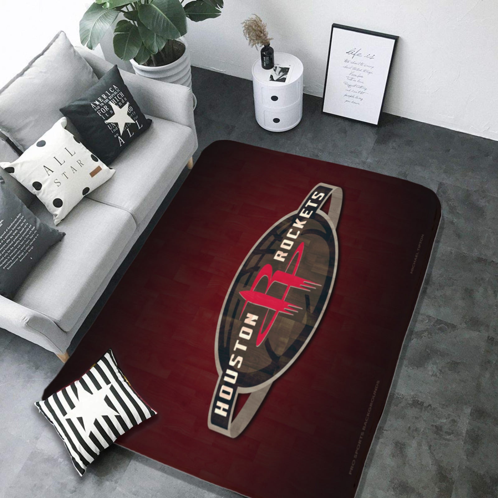 Houston Basketball Rockets Carpet Living Room Bedroom Mats Kitchen Bathroom Rugs