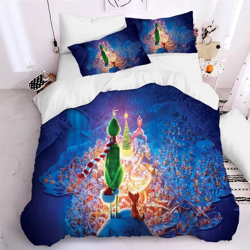 How The Grinch Stole Christmas Duvet Cover Quilt Case Pillowcase Bedding Set