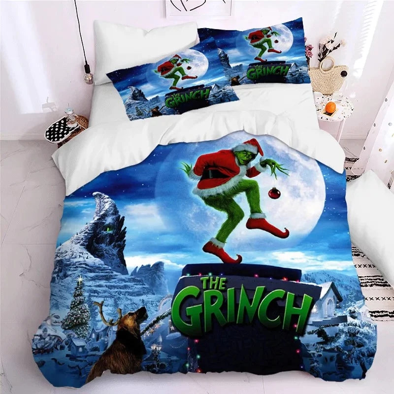 How The Grinch Stole Christmas Duvet Cover Quilt Case Pillowcase Bedding Set