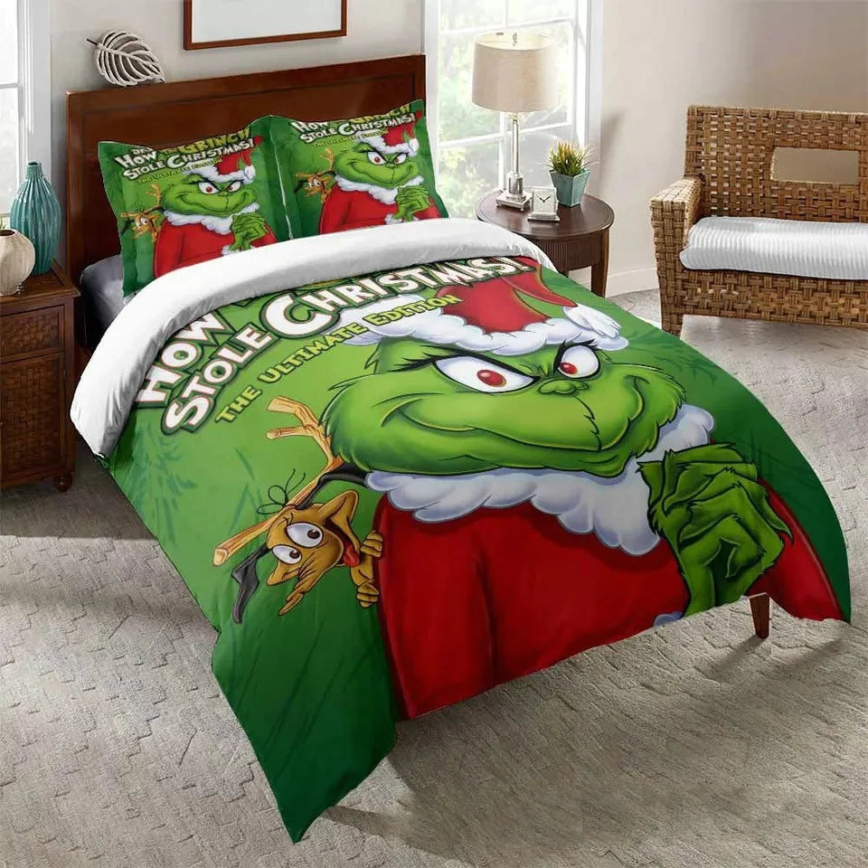 How The Grinch Stole Christmas Duvet Cover Quilt Case Pillowcase Bedding Set