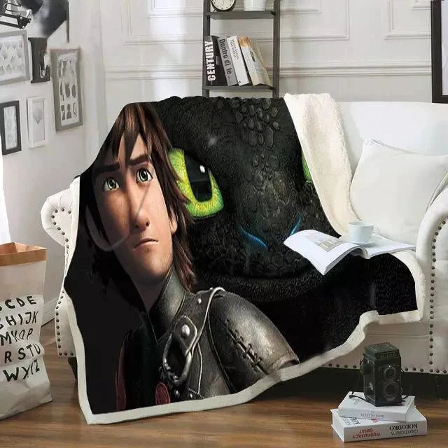 How To Train Your Dragon Pattern Blanket Fleece Throw Room Decoration