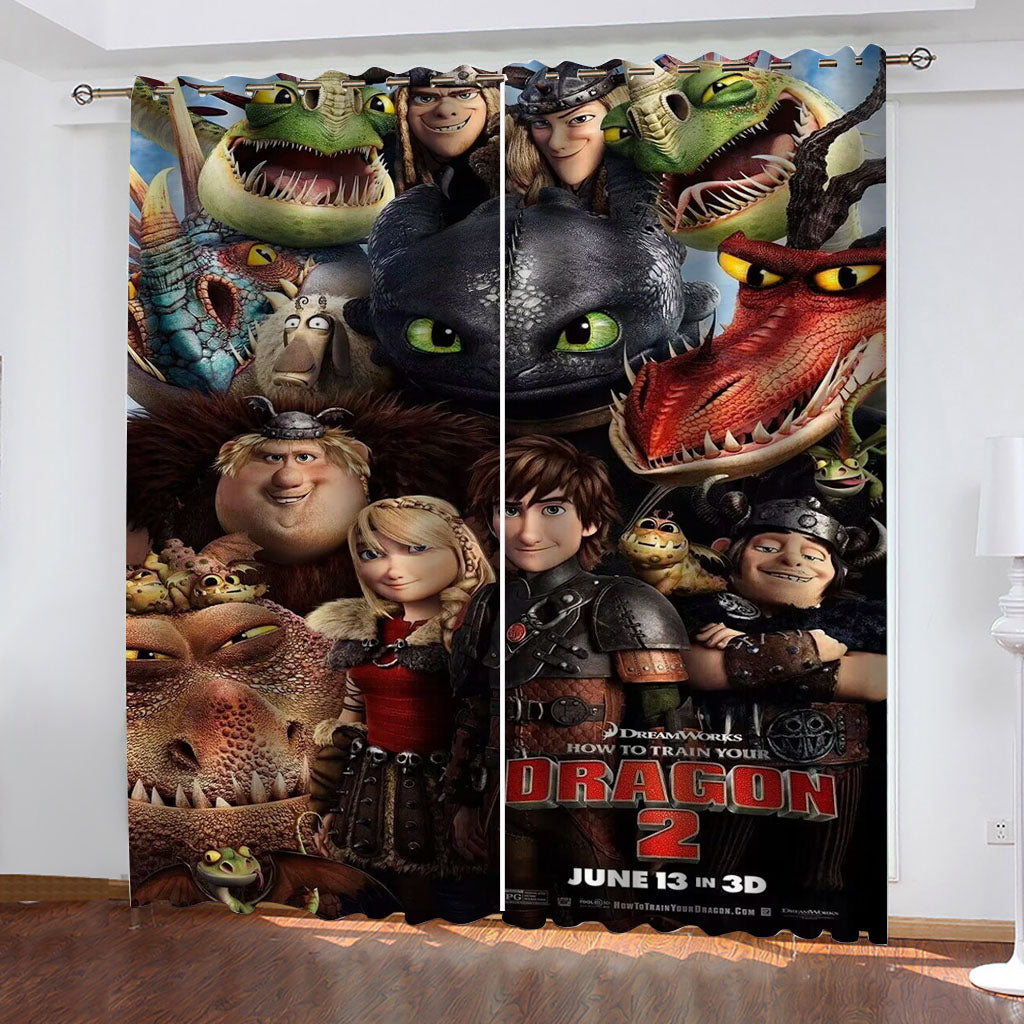 How to Train Your Dragon  Blackout Curtains Drapes for Window Treatment Set