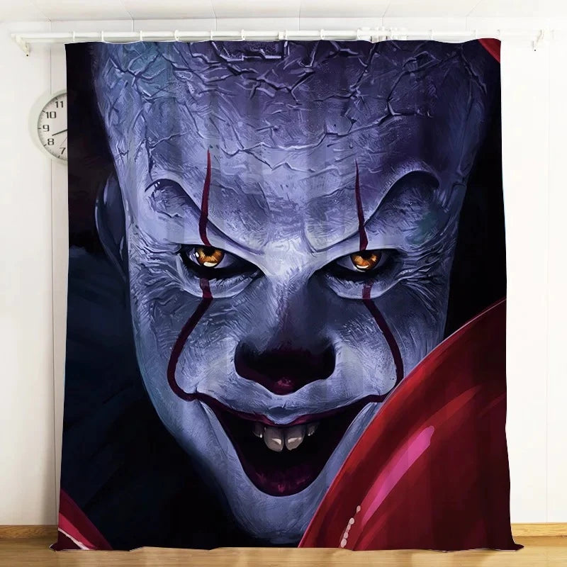 IT Pennywise Scary Clown Blackout Curtain Drapes for Living Room Bedroom Window Treatment