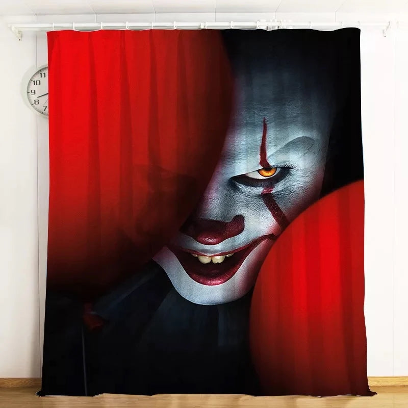 IT Pennywise Scary Clown Blackout Curtain Drapes for Living Room Bedroom Window Treatment