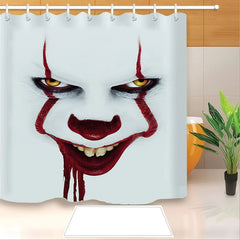 IT Pennywise Scary Clown Shower Curtain Waterproof Bath Curtains Bathroom Decor With Hooks