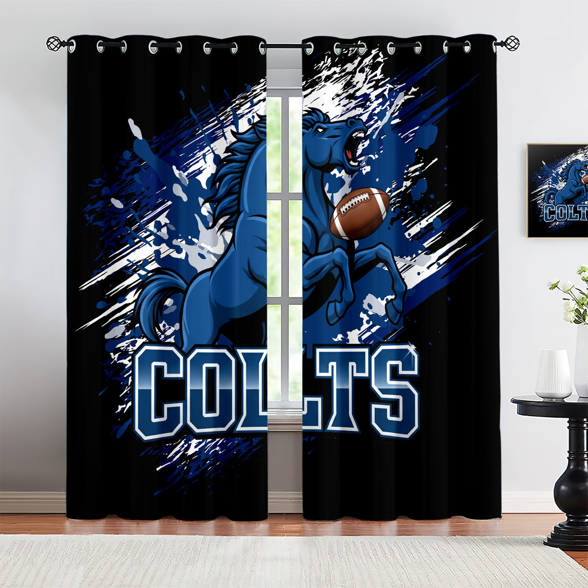 Indianapolis Colts Blackout Curtains Drapes For Window Treatment Set