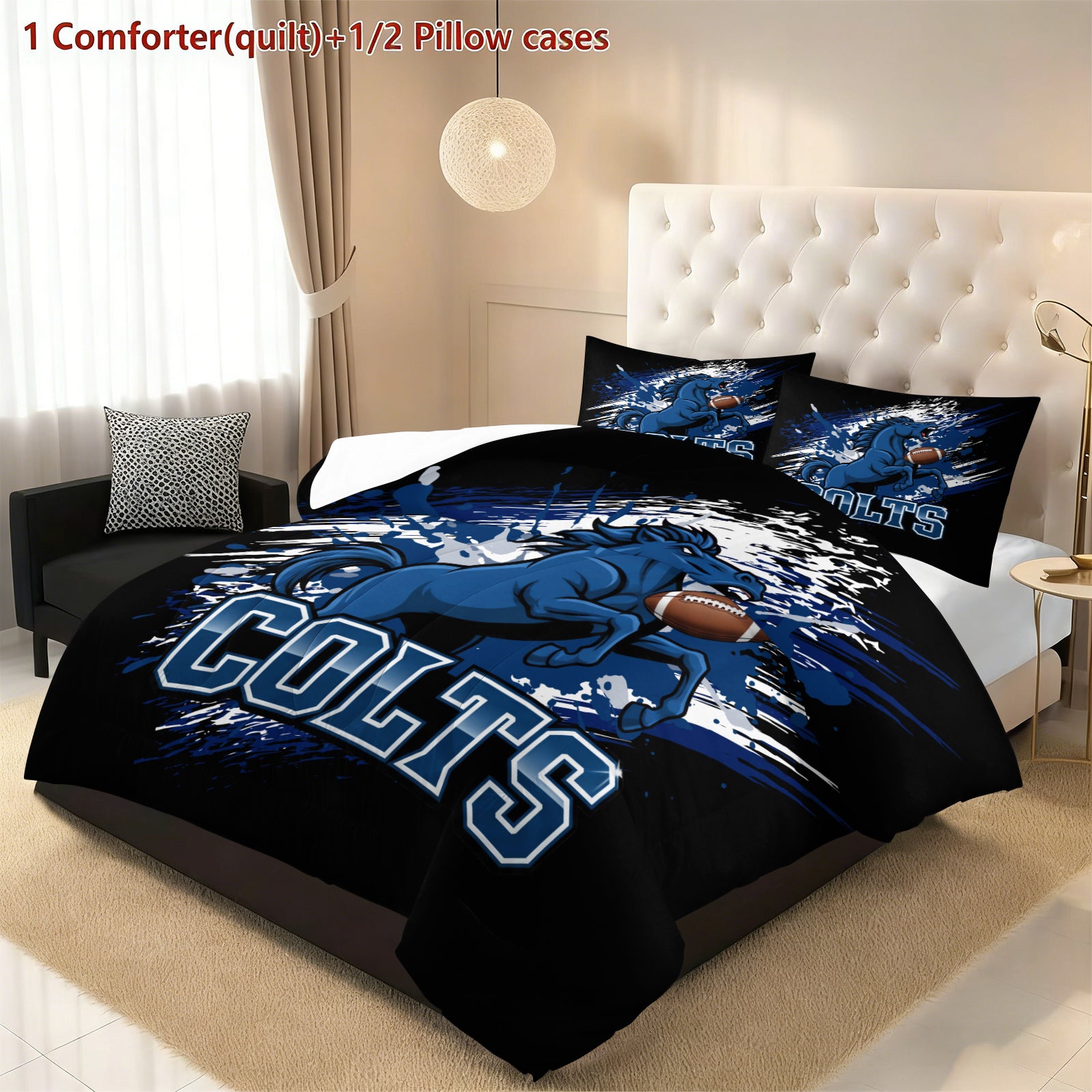 Indianapolis Colts Comforter Pillowcase Sets Blanket All Season Reversible Quilted Duvet