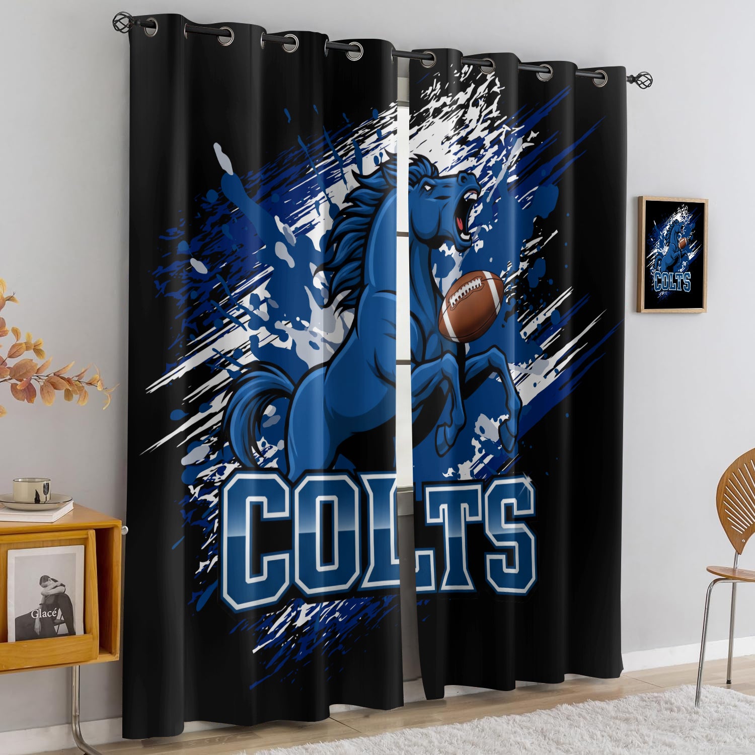 Indianapolis Colts Blackout Curtains Drapes For Window Treatment Set