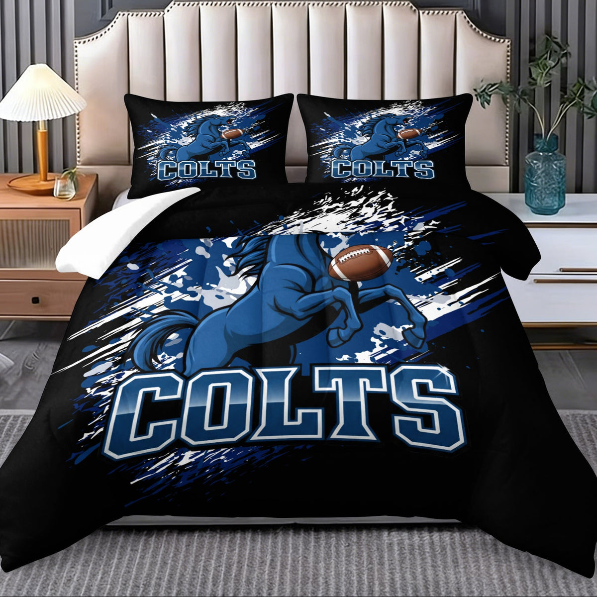 Indianapolis Colts Comforter Pillowcase Sets Blanket All Season Reversible Quilted Duvet