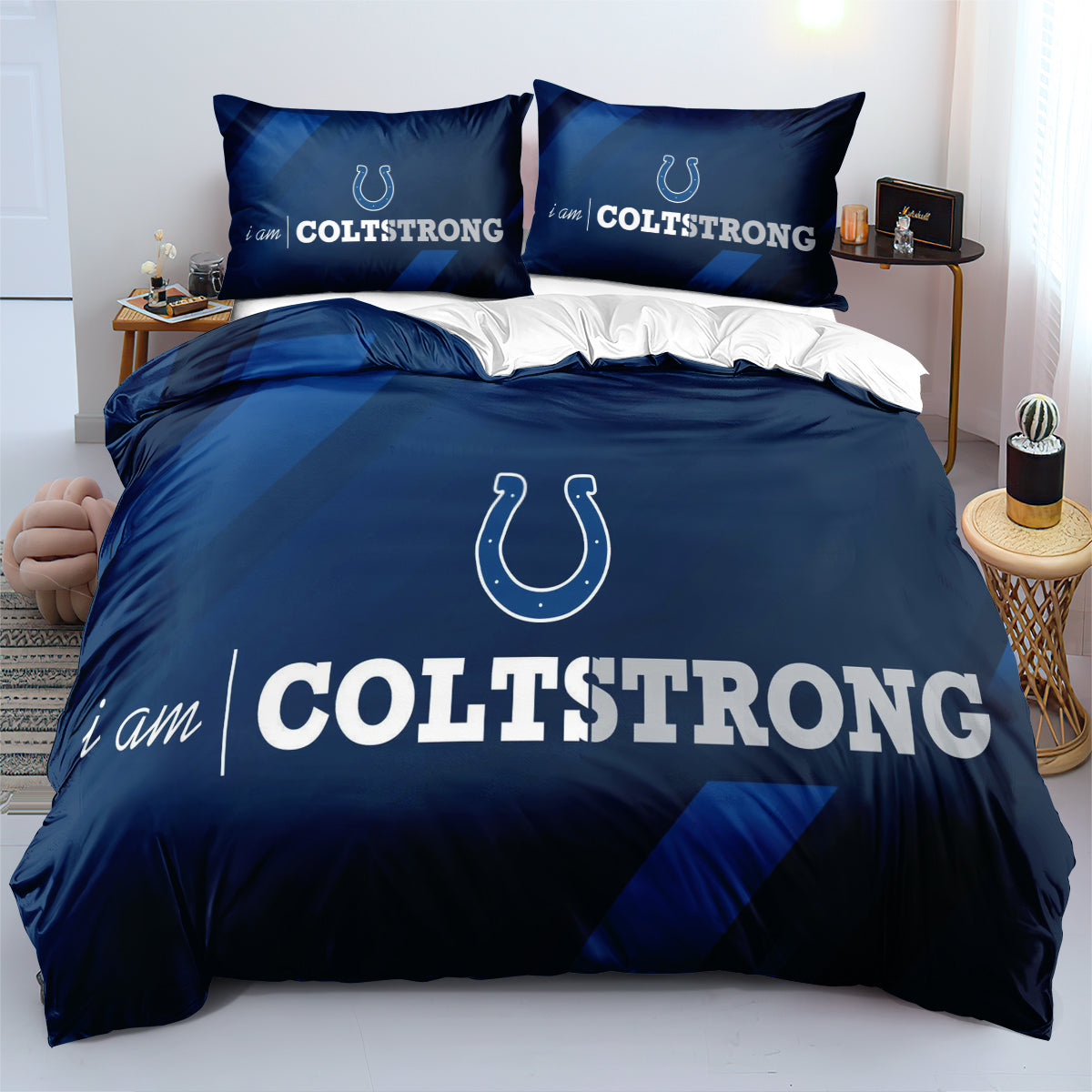 Indianapolis Colts Football League Duvet Cover Quilt Cover Pillowcase Bedding Set