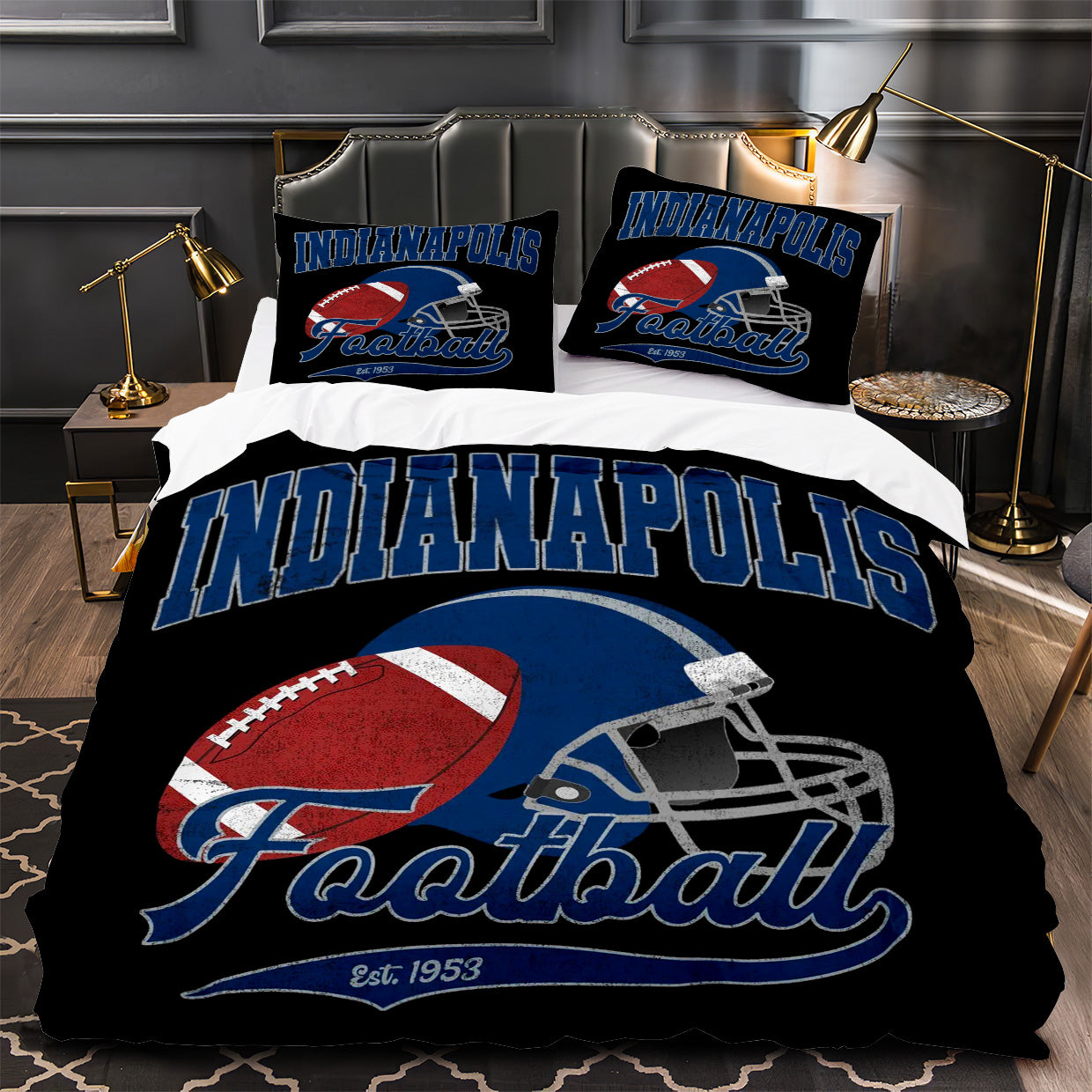 Indianapolis Colts Football Duvet Cover Quilt Case Pillowcase Bedding Set Without Filler