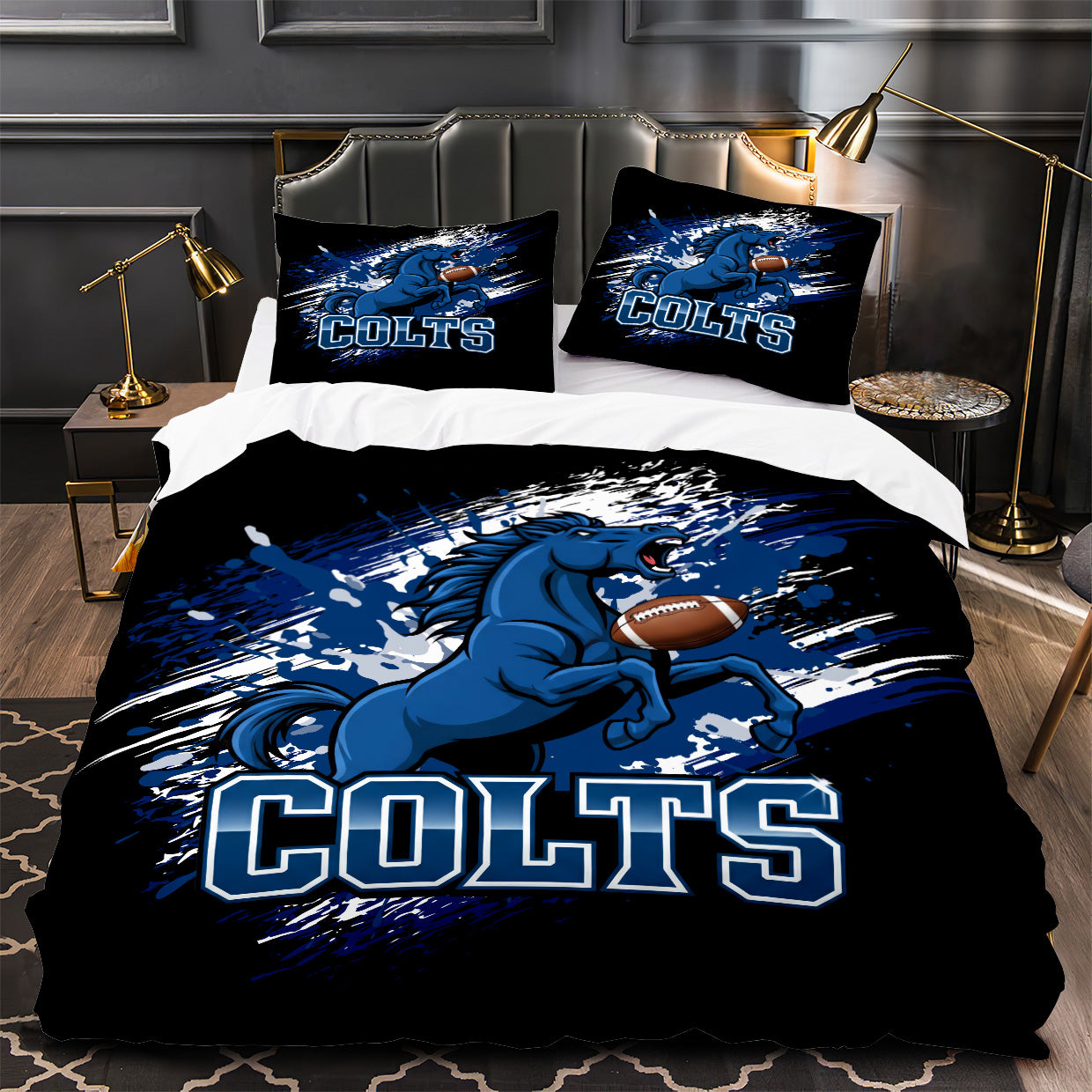 Indianapolis Colts Football Duvet Cover Quilt Case Pillowcase Bedding Set Without Filler