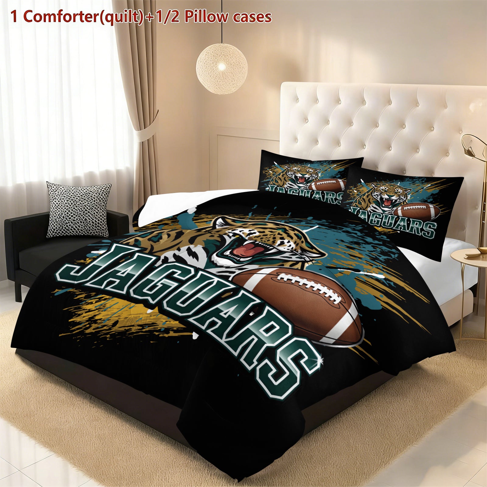 Jacksonville Jaguars Comforter Pillowcase Sets Blanket All Season Reversible Quilted Duvet
