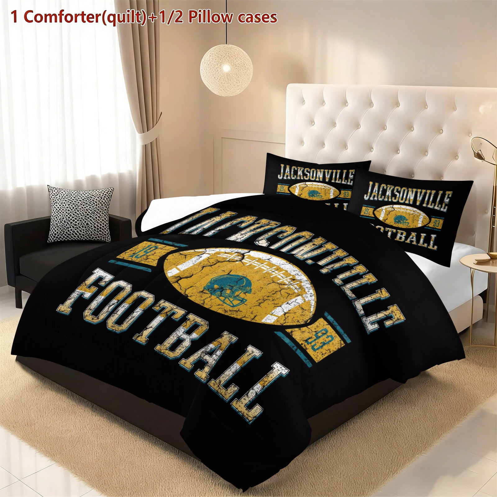 Jacksonville Jaguars Comforter Pillowcase Sets Blanket All Season Reversible Quilted Duvet