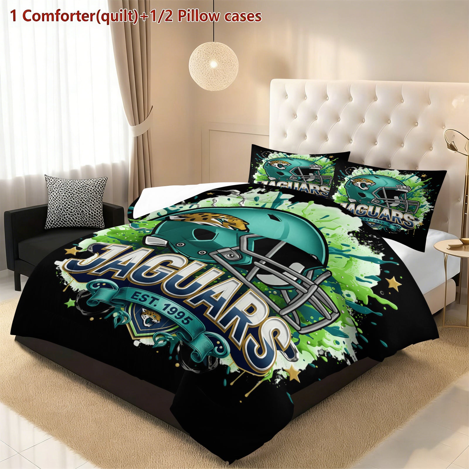Jacksonville Jaguars Comforter Pillowcase Sets Blanket All Season Reversible Quilted Duvet