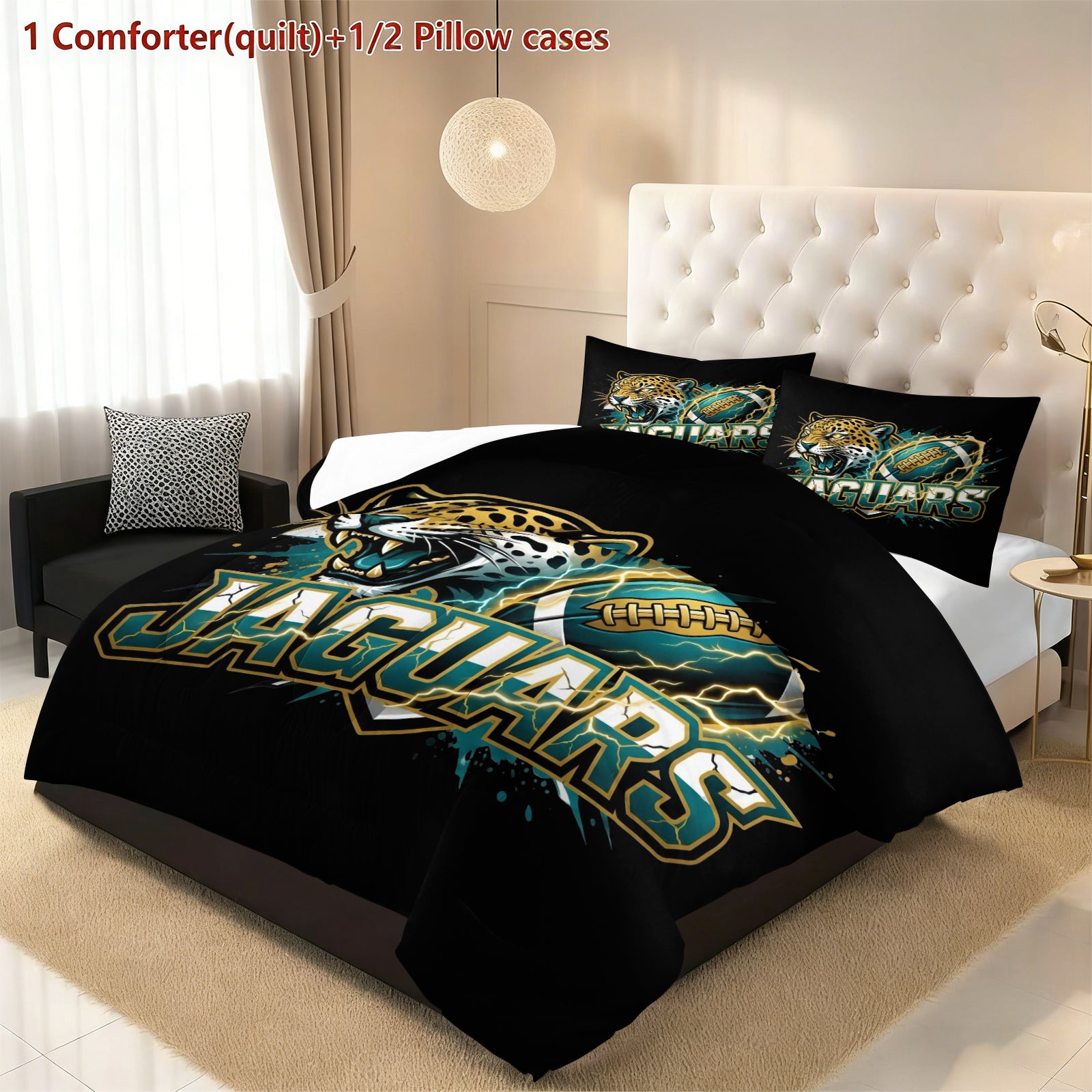 Jacksonville Jaguars Comforter Pillowcase Sets Blanket All Season Reversible Quilted Duvet