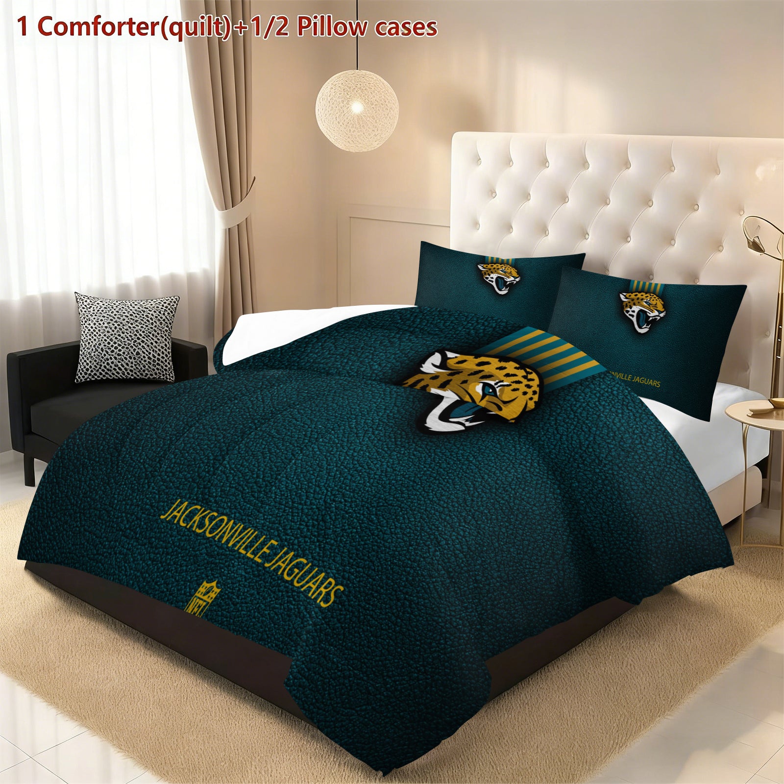 Jacksonville Jaguars Comforter Pillowcase Sets Blanket All Season Reversible Quilted Duvet