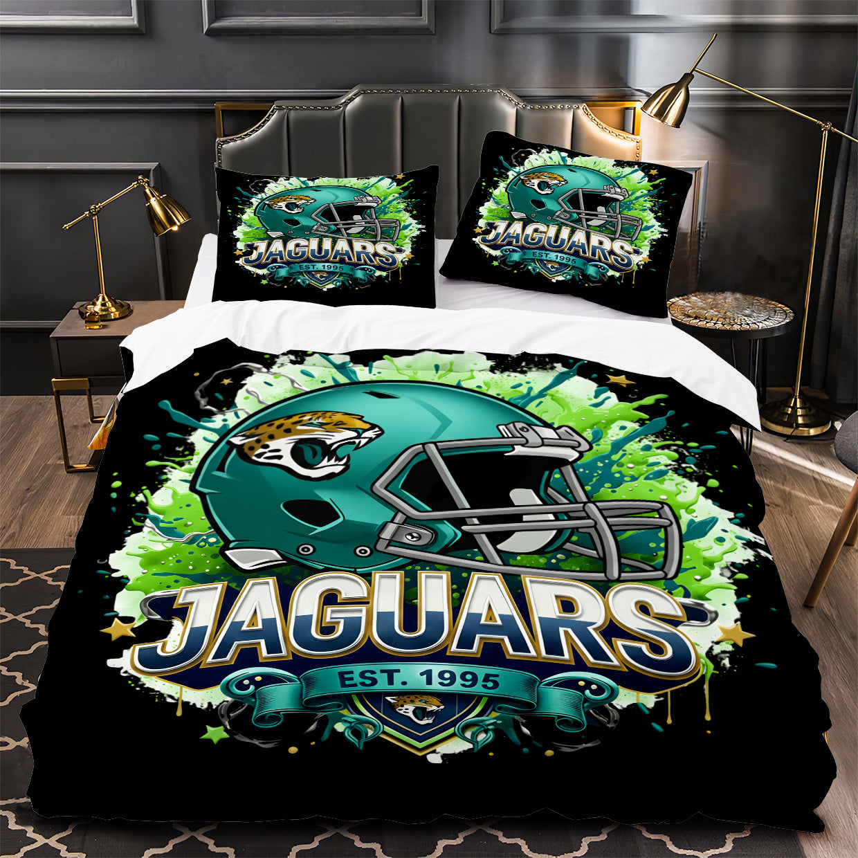 Jacksonville Jaguars Football Duvet Cover Quilt Case Pillowcase Bedding Set Without Filler