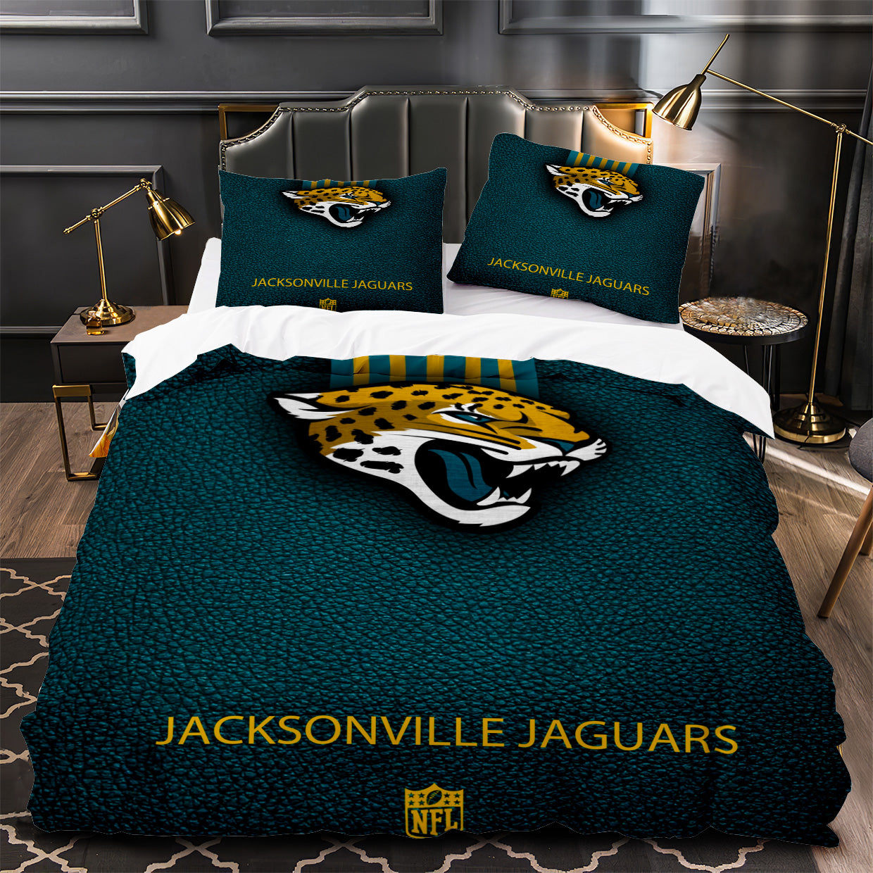 Jacksonville Jaguars Football Duvet Cover Quilt Case Pillowcase Bedding Set Without Filler