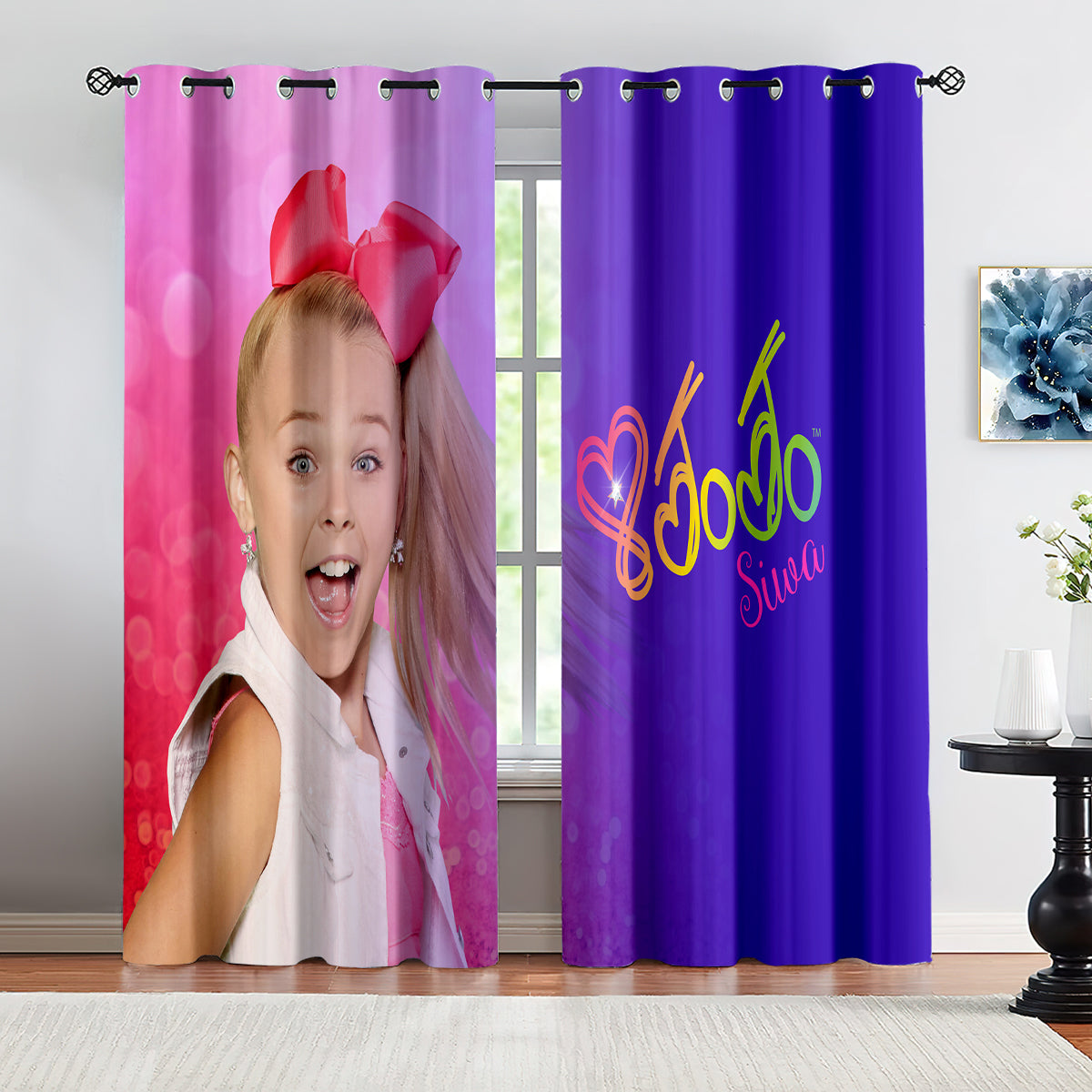 JoJo Siwa Blackout Curtains Drapes for Window Treatment Set