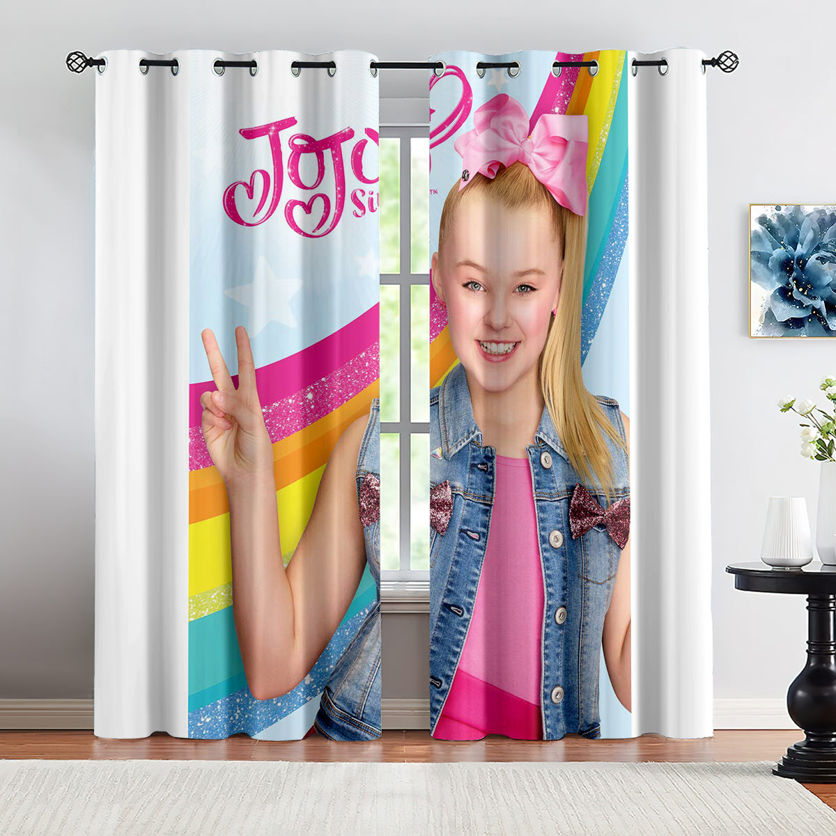 JoJo Siwa Blackout Curtains Drapes for Window Treatment Set