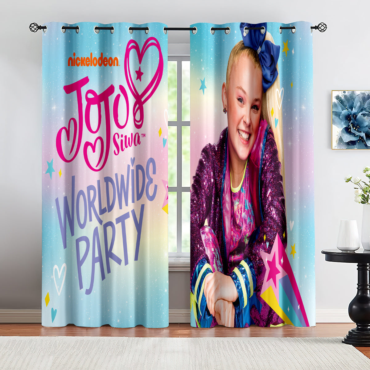 JoJo Siwa Blackout Curtains Drapes for Window Treatment Set