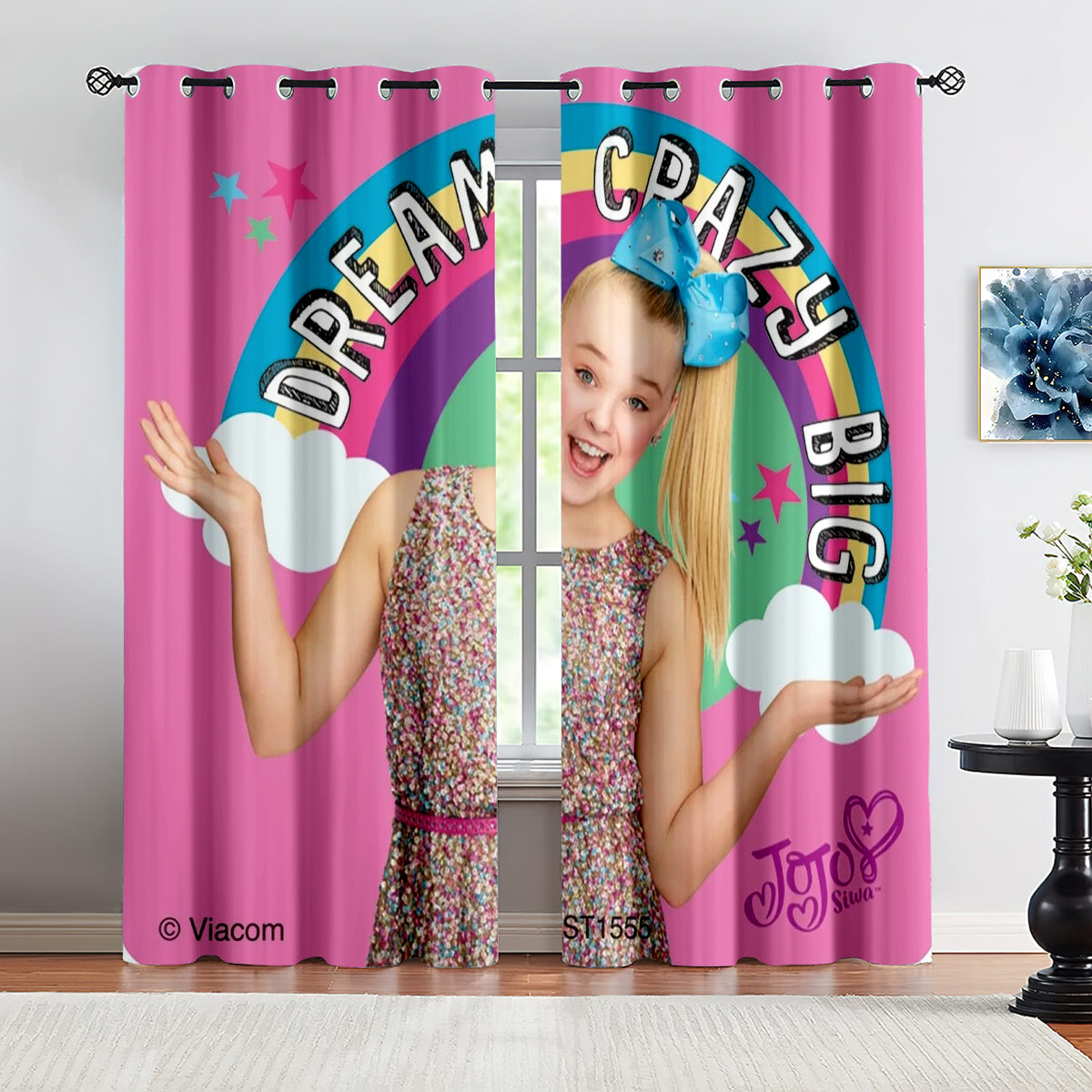 JoJo Siwa Blackout Curtains Drapes for Window Treatment Set