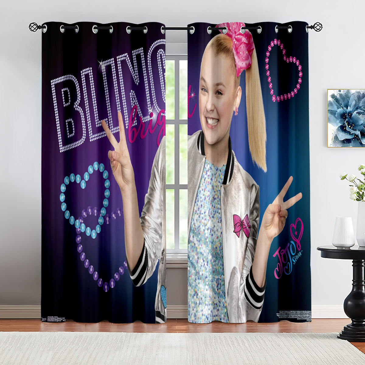 JoJo Siwa Blackout Curtains Drapes for Window Treatment Set