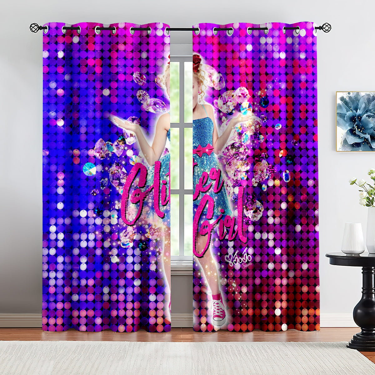 JoJo Siwa Blackout Curtains Drapes for Window Treatment Set