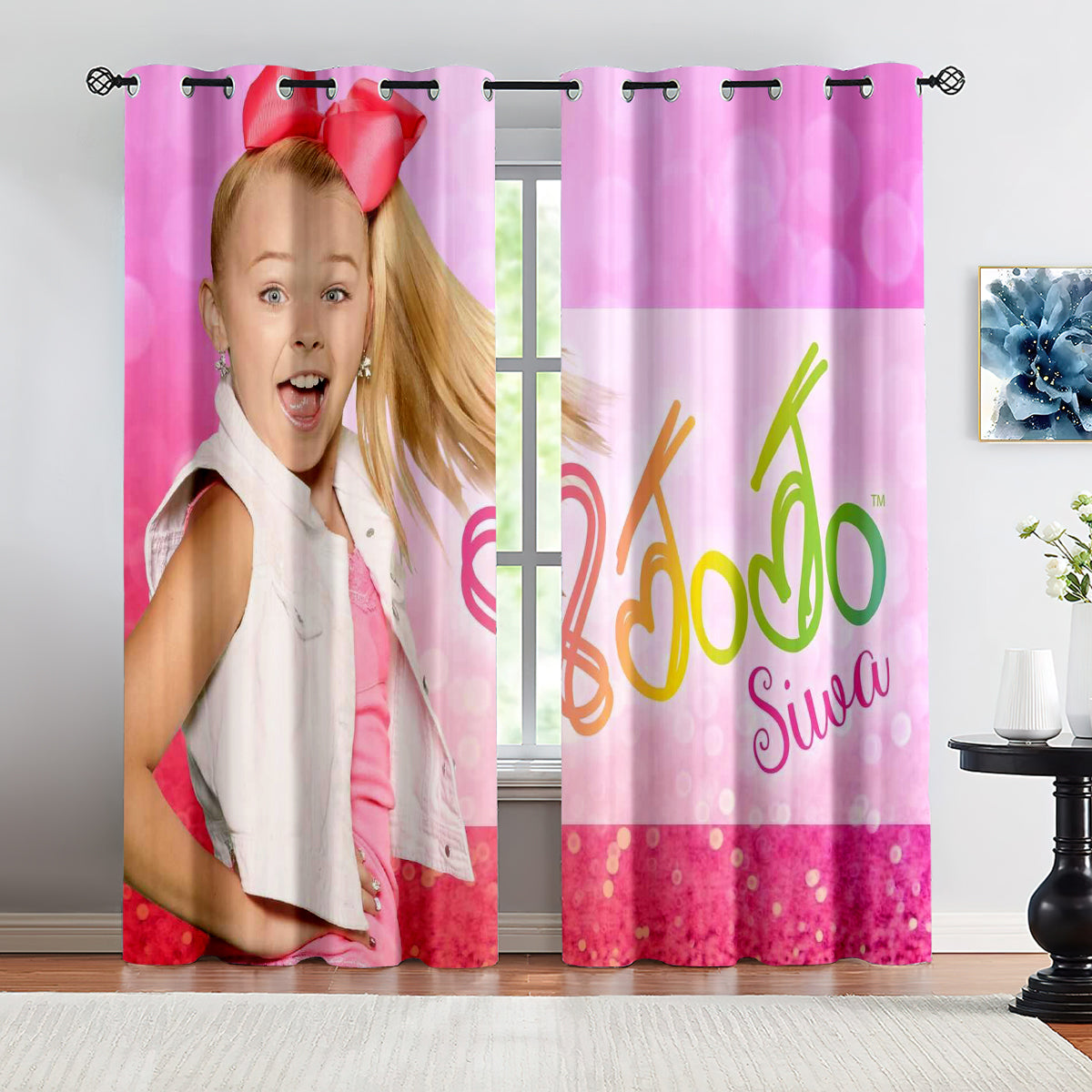 JoJo Siwa Blackout Curtains Drapes for Window Treatment Set