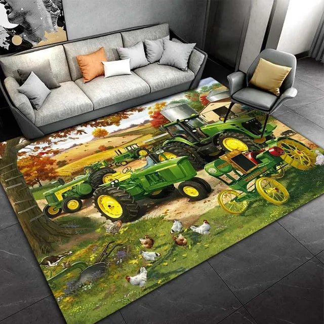 John Agriculture Tractor Farming Tractors Cosplay Carpet Living Room Bedroom Sofa Rug Door Mat